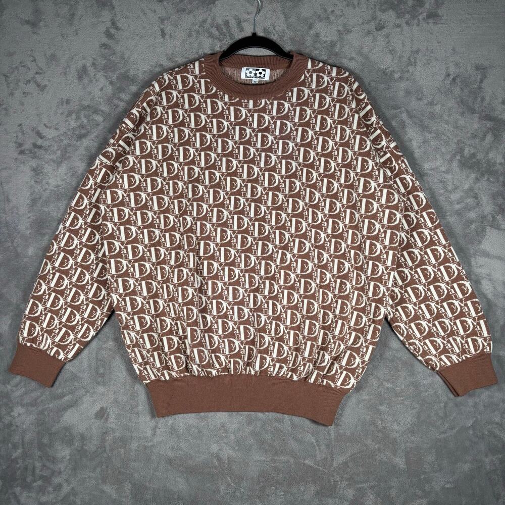 Vandy The Pink Vior Wool Blend Knit Sweater Streetwear Brown Cream Unisex M